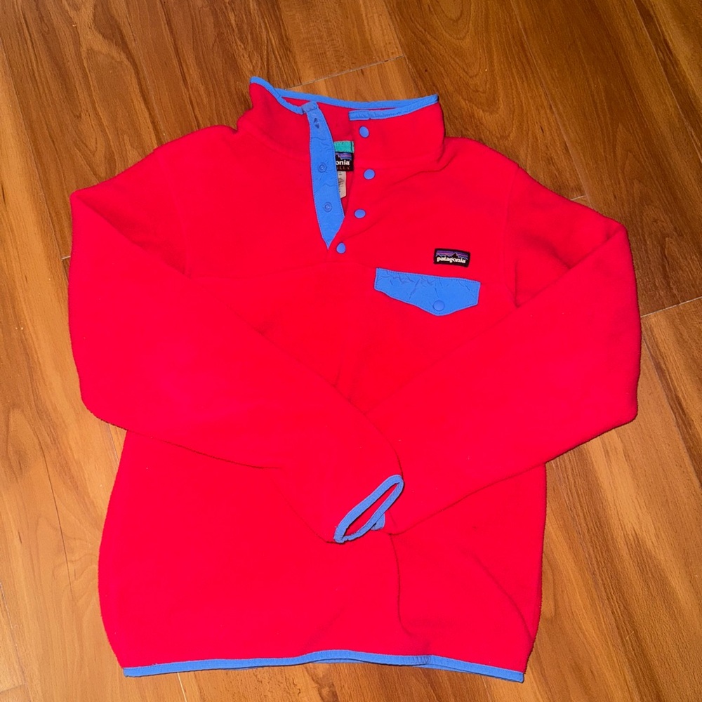 Patagonia Red Fleece with Blue Trim